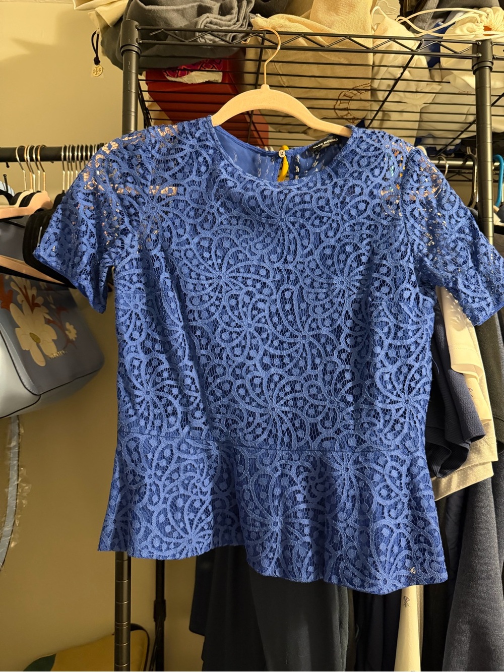 Club Monaco Royal Blue Lace Peplum Top